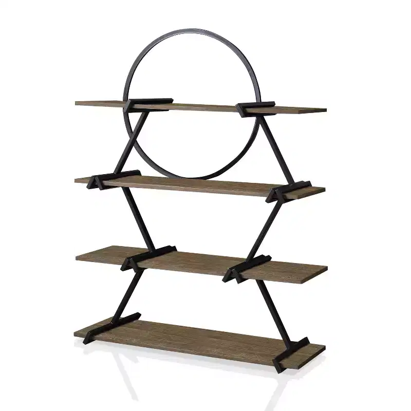 62.5" Myroe 4 Layer Bookcase Matte Black - miBasics: Industrial Style, Steel Frame, Open Shelving