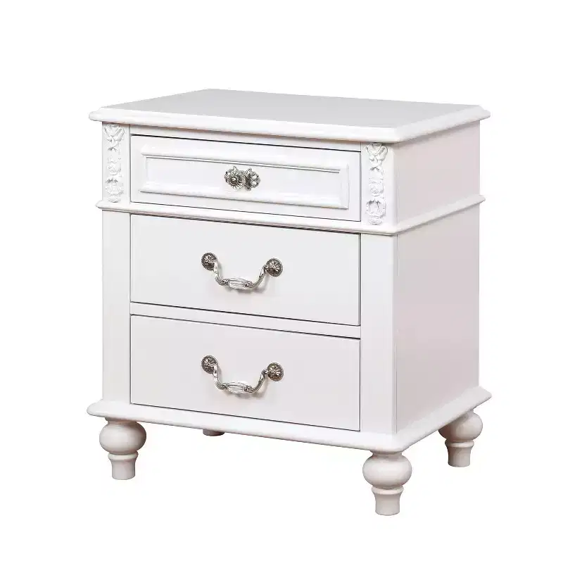 Kendalee 3 Drawers Nightstand with USB Ports White - HOMES: Inside + Out: Bedside Furniture, Antique Style