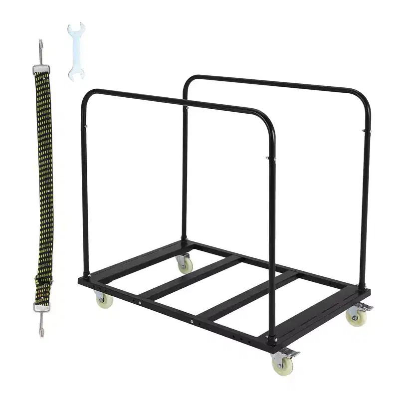 Table Cart Heavy Duty Folding Trolley with 5 Swivel Wheels - 10 Table Capacity for Garage, Warehouse, Events