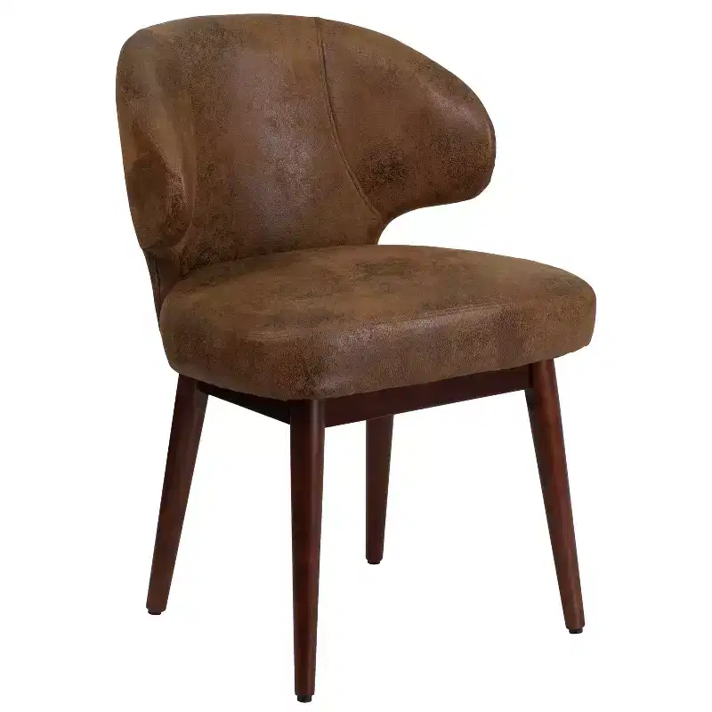 Classic Upholstered Accent Chair with Solid Walnut Legs for Home Office and Living Room