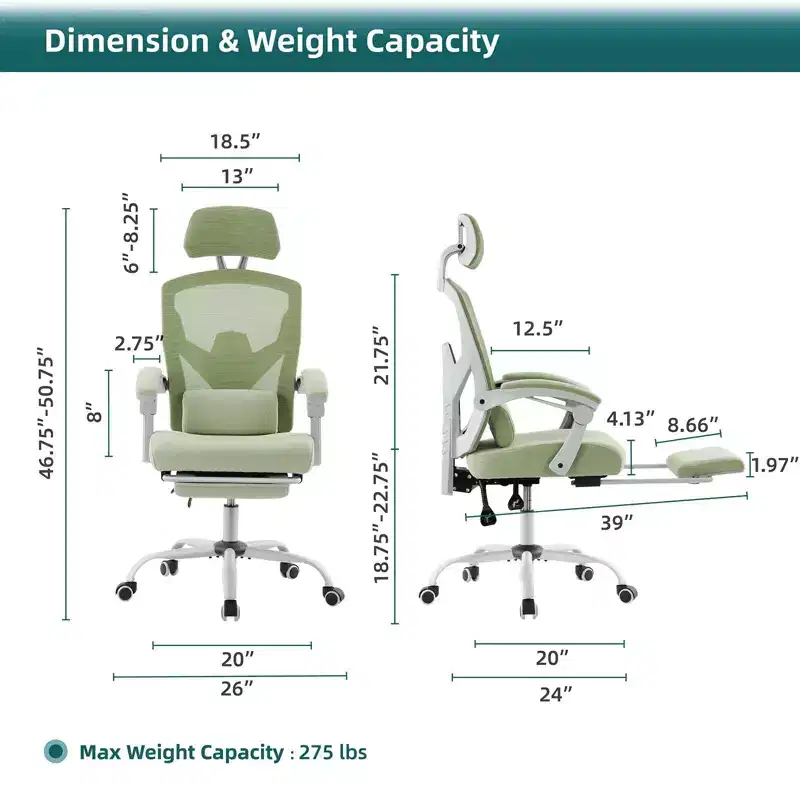 MAYEERTY 360 Swivel Office Chair Height Adjustable Pneumatic Seat 275 Lbs Weight Capacity