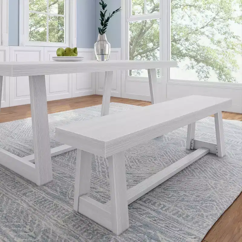 Plank+Beam Farmhouse Dining Bench, Solid Wood Bench for Dining Table/Kitchen, 60, Walnut Wirebrush