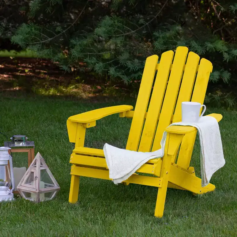 Northlight 36 Yellow Classic Folding Wooden Adirondack Chair