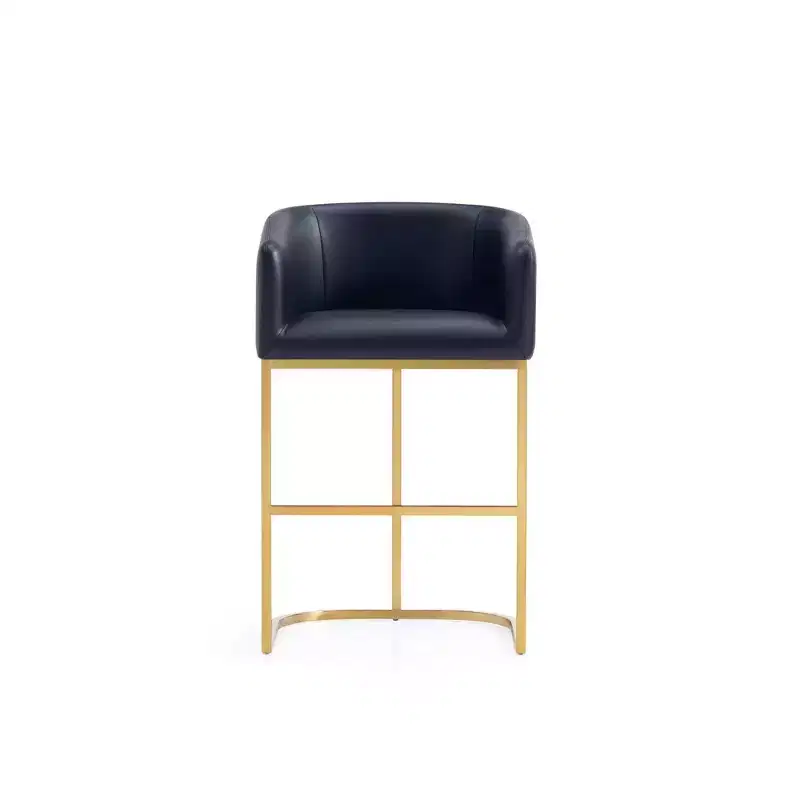 Manhattan Comfort Louvre Counter Height Barstool Black/Titanium Gold