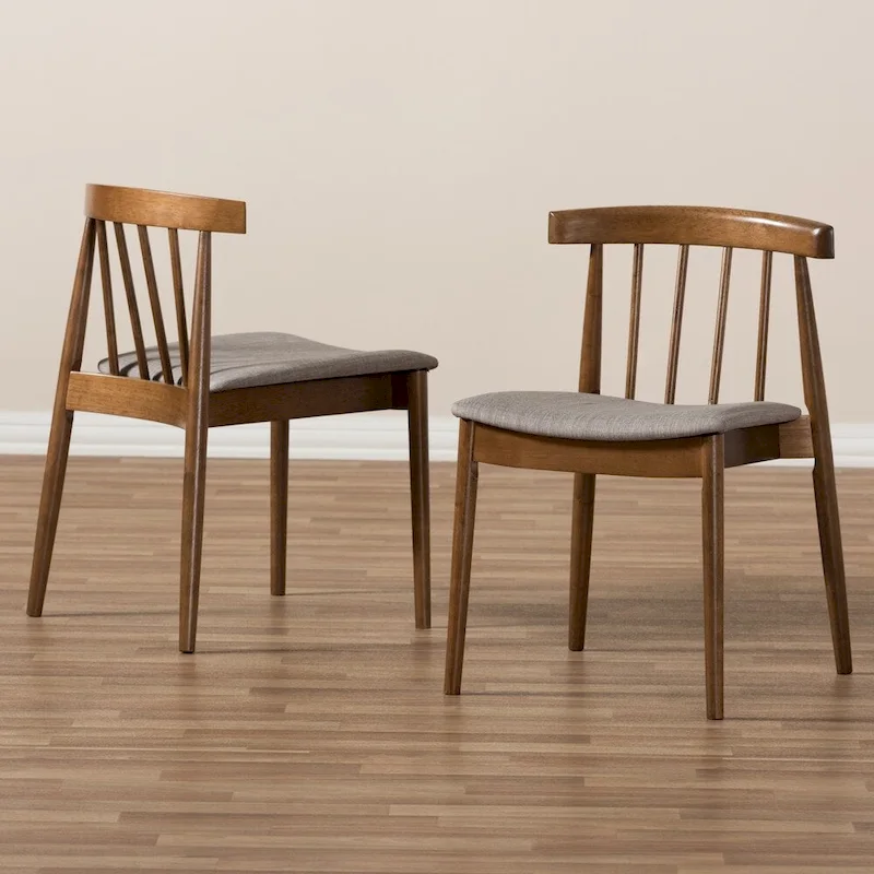 Mid-Century Beige Fabric Dining Chair Set by Baxton Studio