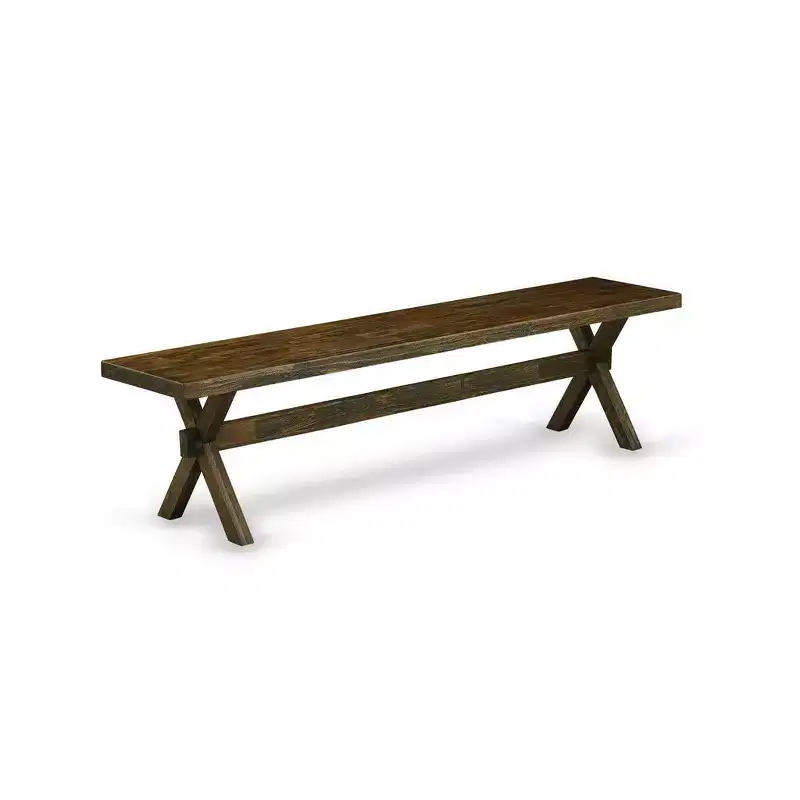 X-Style Modern Dining Room Bench with Wooden Seat, 72x15x18 Inch, Espresso