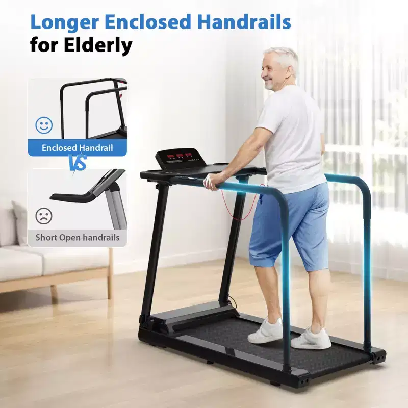 Redliro Walking Treadmill for Seniors, Compact Low-Impact Treadmill with Handles, Safe Home Walking Pad for Older Adults, 300 lbs