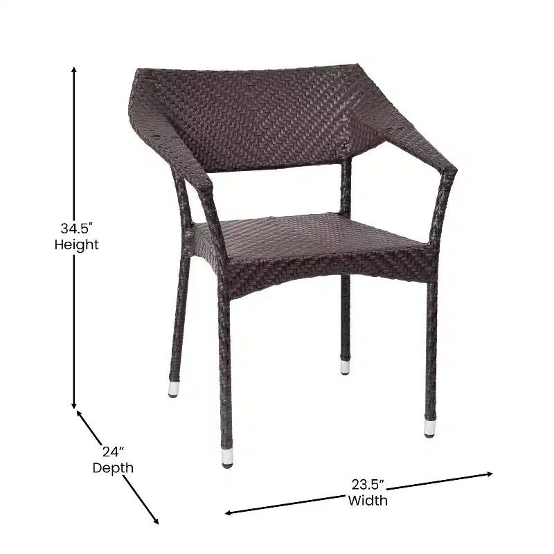 Flash Furniture Jace Commercial Grade Stacking Patio Chair, All Weather PE Rattan Wicker Patio Dining Chair