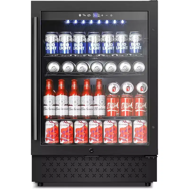 Velivi 24 Inch Freestanding Beverage Refrigerator Fridge Beverage Cooler for Office/Home 5.2 Cu. Ft. Drink Refrigerator with Glass Door