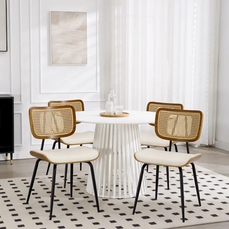 Faux Leather Upholstered Dining Chairs Set of 2/4 - 33.5 H x 17.5 W x 23 D