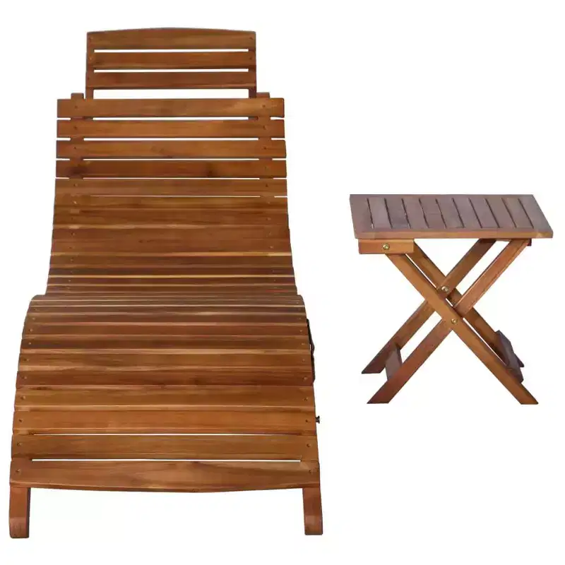 vidaXL Sun lounger 21.65 x 72.44 x 25.20 in Solid Acacia Wood