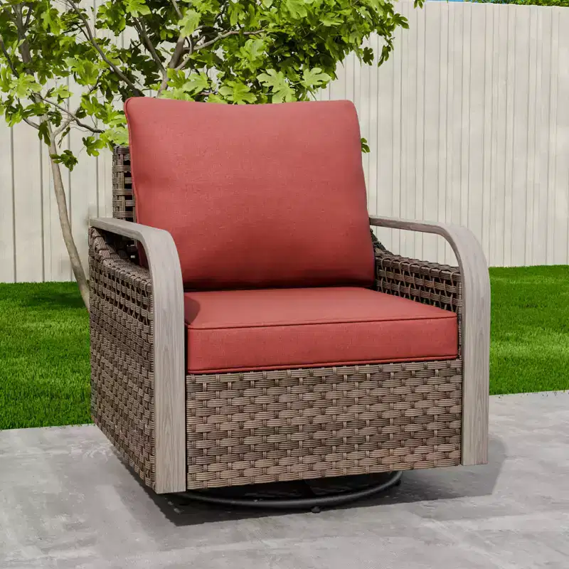EAGLE PEAK Rocking Chair, Swivel Rocker, Rattan Patio Furniture, 1 Chair