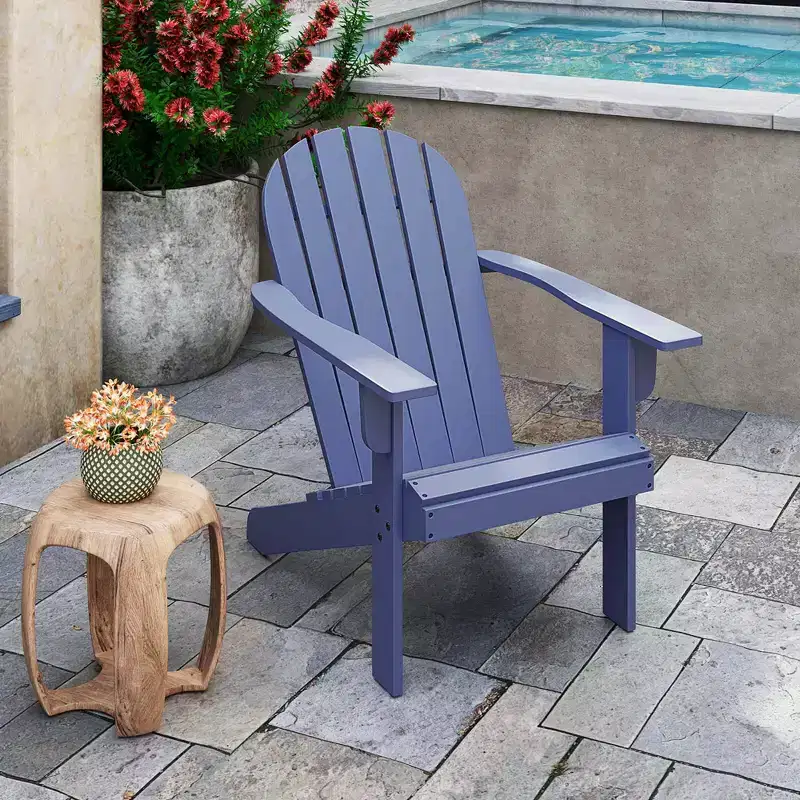 Costway Patio Adirondack Chair with Inclined Seat High Backrest & Wide Armrests White/Blue/Gray/Red