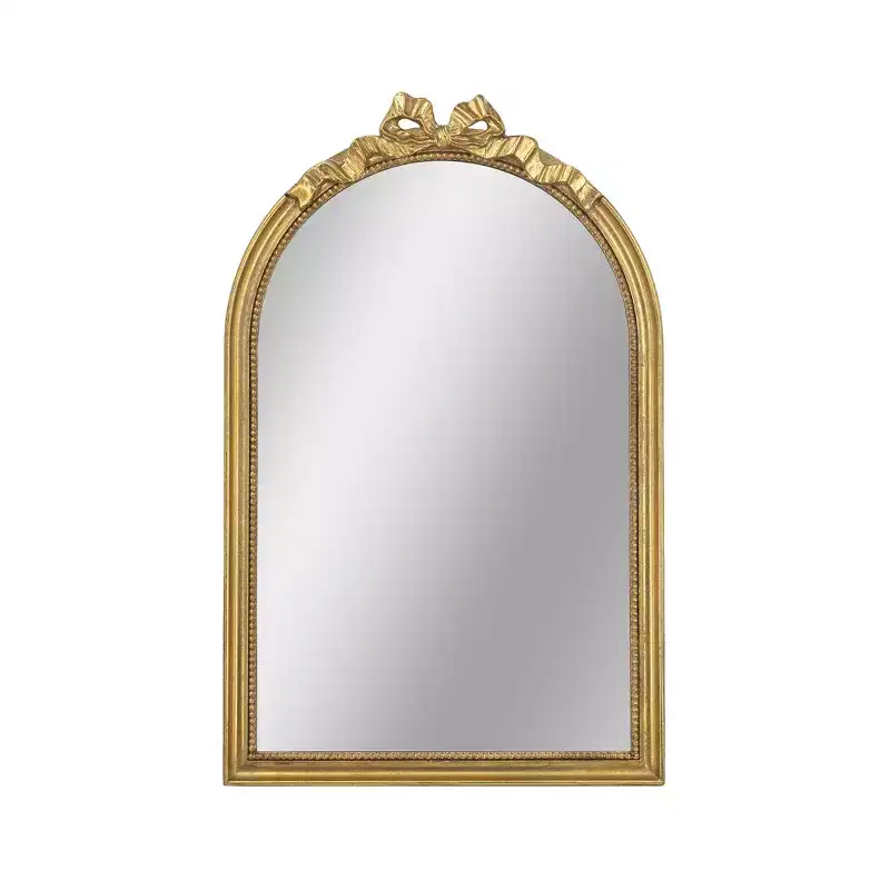 23.6 x 37.3 Inch Baroque Style Gold Arched Wall Mirror
