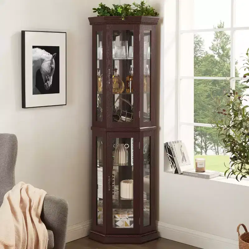 MAYEERTY Living Room Plant Cabinet MDF 3 Open Shelves Drainage Holes
