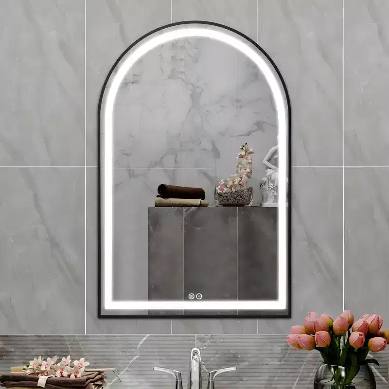 Dovelina Metal Frame LED Bathroom Vanity Mirror Anti-Fog Arch Bathroom wall Mirror