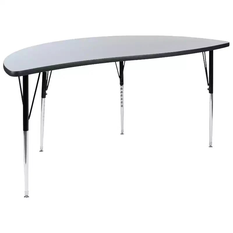 60 Half Circle Wave Flexible Collaborative Thermal Laminate Activity Table - Standard Height Adjustable Legs