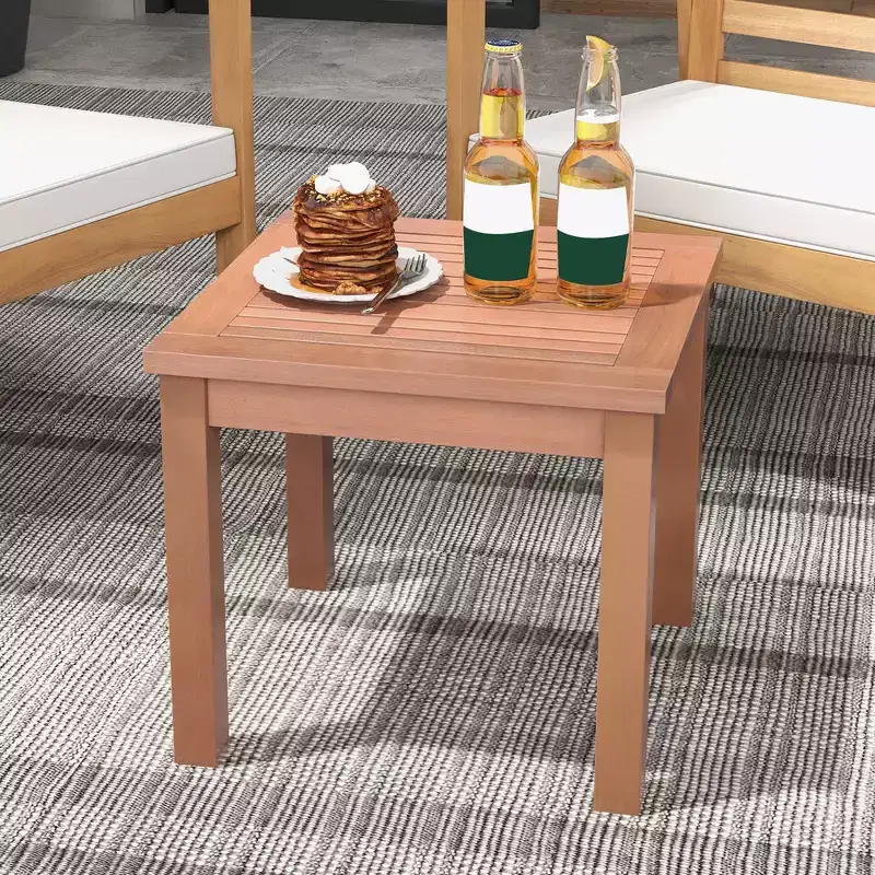 Costway Outdoor Adirondack Side Table 18 Square End Table w/ Slatted Tabletop