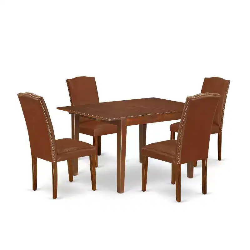5-Piece Mahogany Rectangular Dining Room Set with Butterfly Leaf – Seats 4