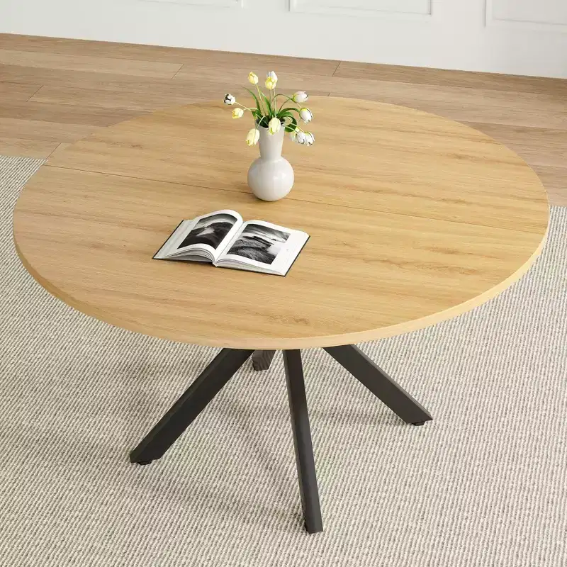 47Round Dining Table, Mid Century Modern Coffee Table for 4-6 Person