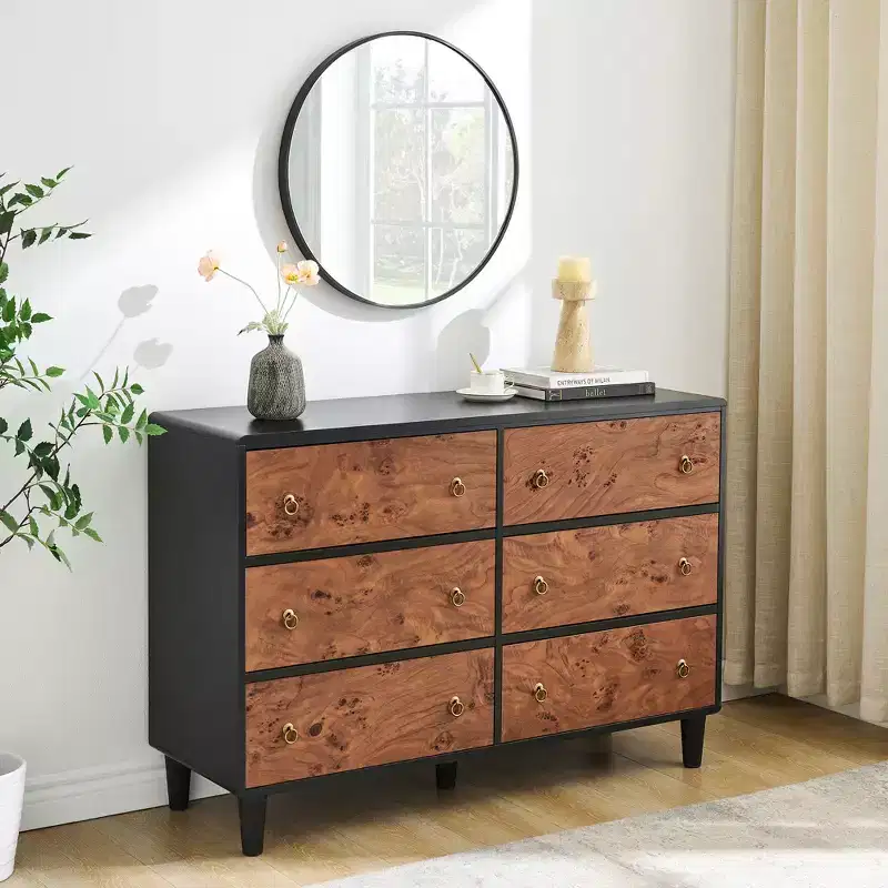7 Drawers Dresser, 54 Wide Modern Chest of Drawers with Metal Handle, Wooden Dresser TV Stand, Wood Closet Clothes Storage Organizer for Living Room