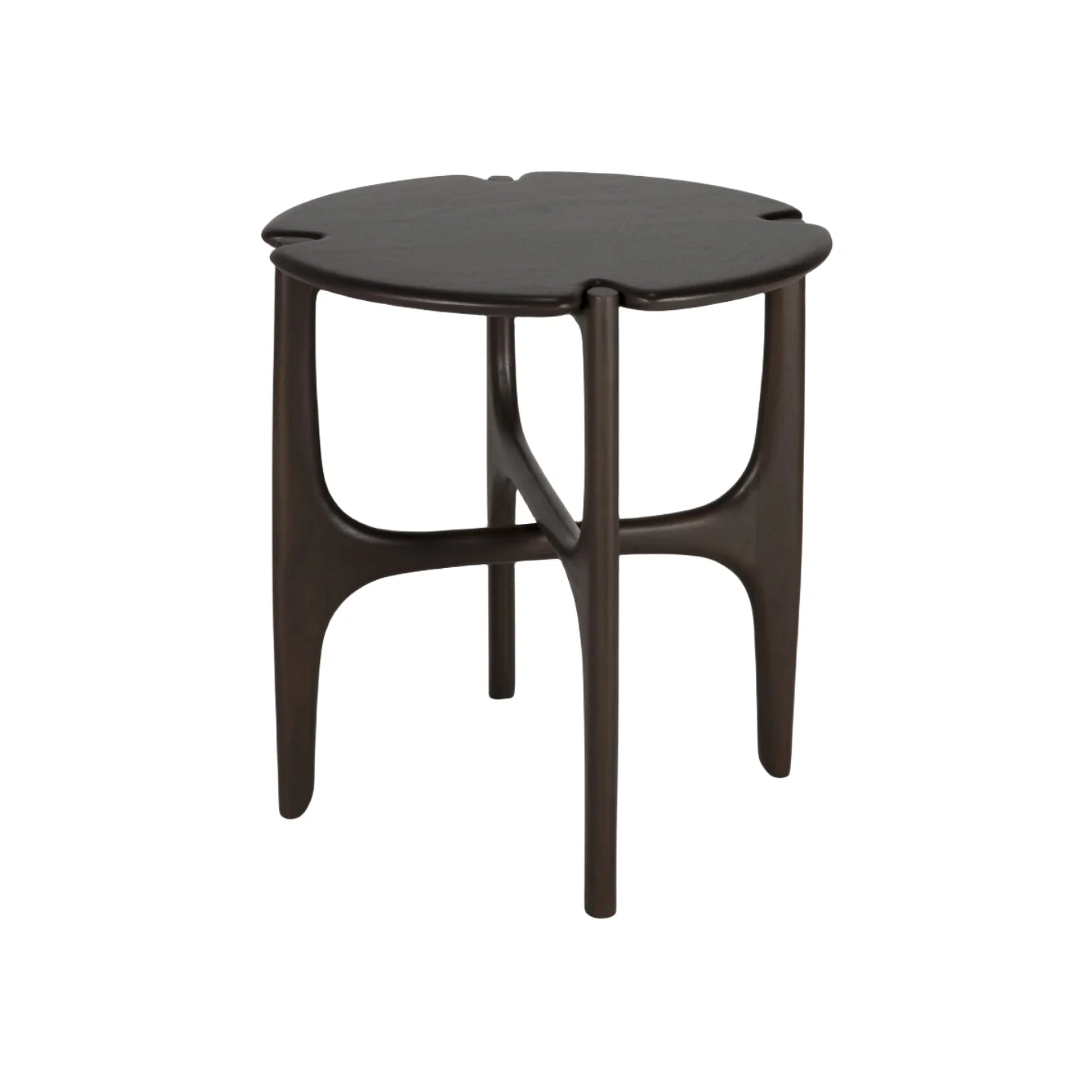 Organic Modern Mahogany Wood Side Table with Round Polished-Imperfect Top for Living Room