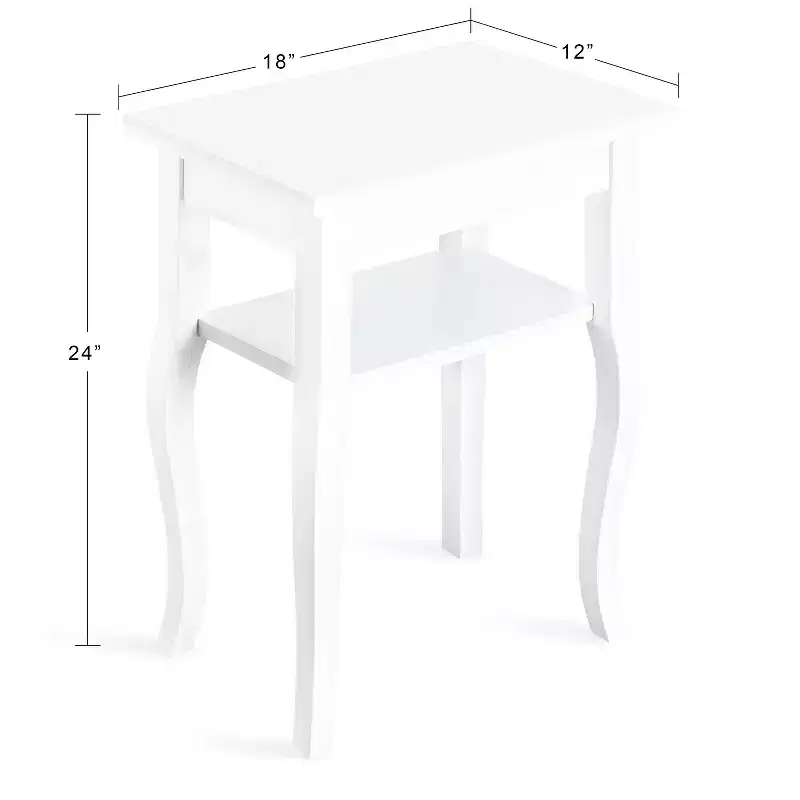 Kate and Laurel Lillian Rectangle MDF Side Table, 18x12x24, White