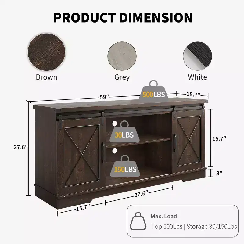 TV Stand for 65 Inch, Entertainment Center Farmhouse TV & Media Furniture