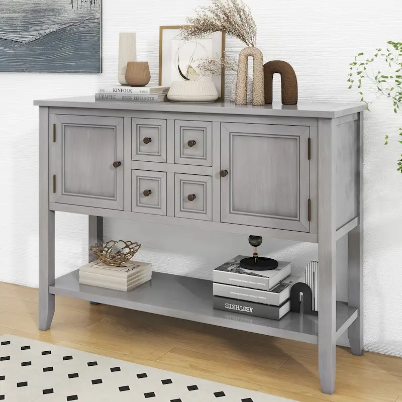 Vintage Buffet Sideboard Console Table with Bottom Shelf