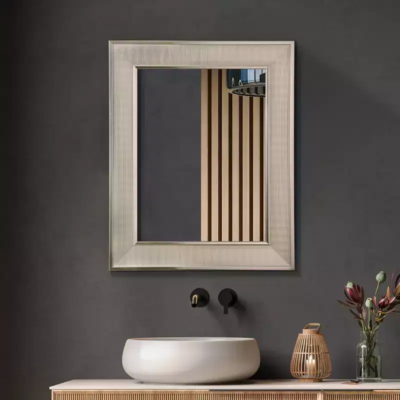 Head West 18x24 Pave Brushed Nickel Stylish Bathroom and Wall Mirror