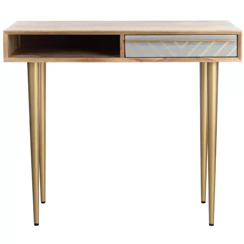 Leni Desk - DSK9003 - Natural/Brass - Safavieh