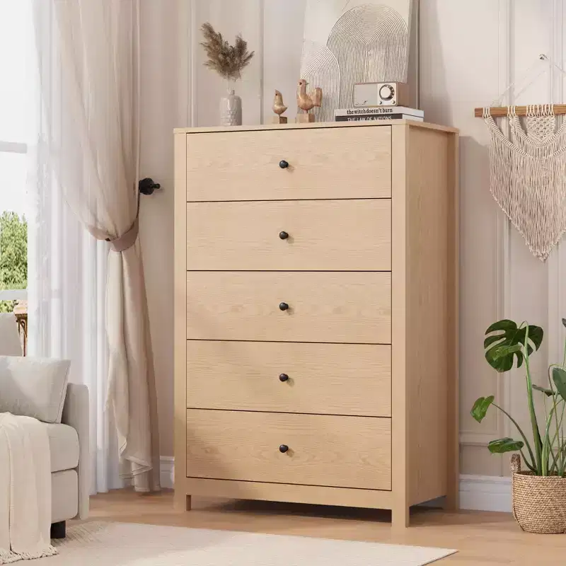 Modern Simply Chest of Drawers Dresser for Bedroom, Wood Storage Dresser with Deep Drawers for Living Room Hallway Entryway