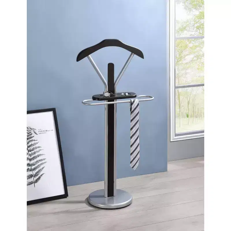 Wood & Metal Suit Valet Rack Stand Organizer