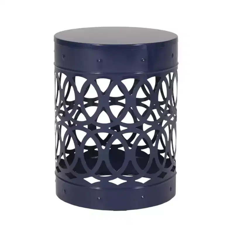 Large Metal Side Table - Navy Blue Finish for Living Room/Patio