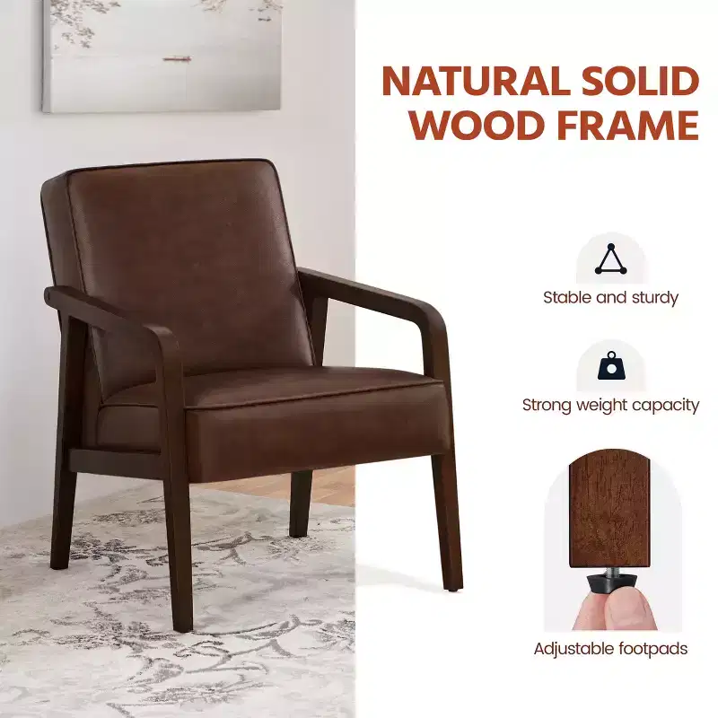 Modern Faux Leather Upholstered Accent Chair Armchair