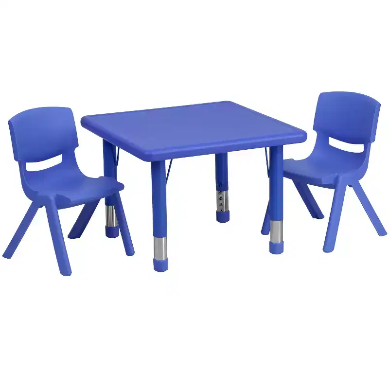 Flash Furniture 24 Square Plastic Height Adjustable Activity Table Set with 2 Chairs