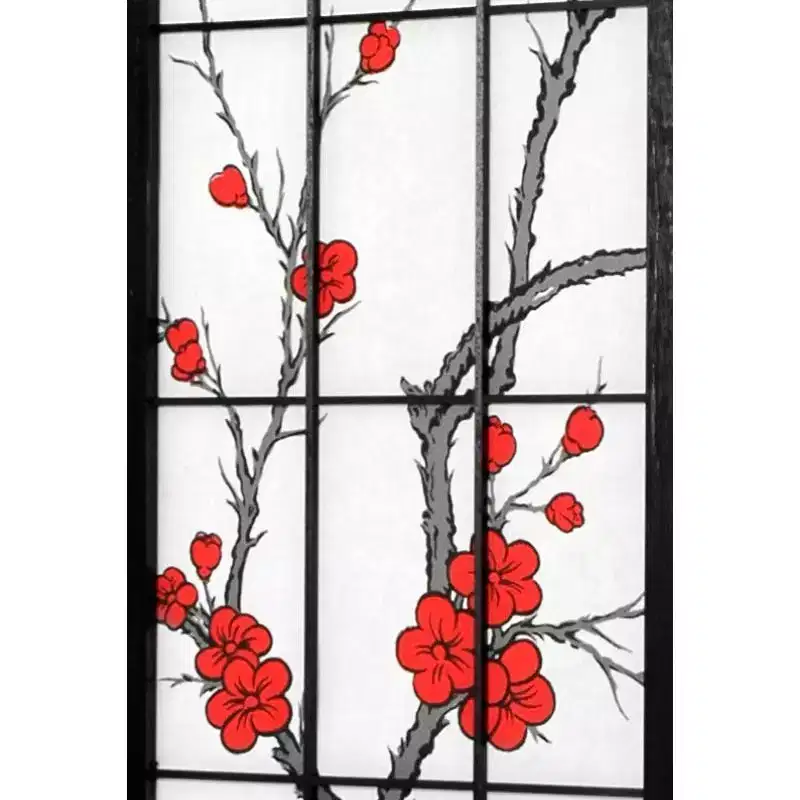 6' Tall 3-Panel Cherry Blossom Shoji Screen Room Divider
