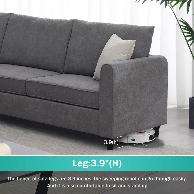 [VIDEO provided] [New] 91*91 Modern Upholstered Living Room Sectional Sofa, L Shape Furniture Couch with 3 Pillows