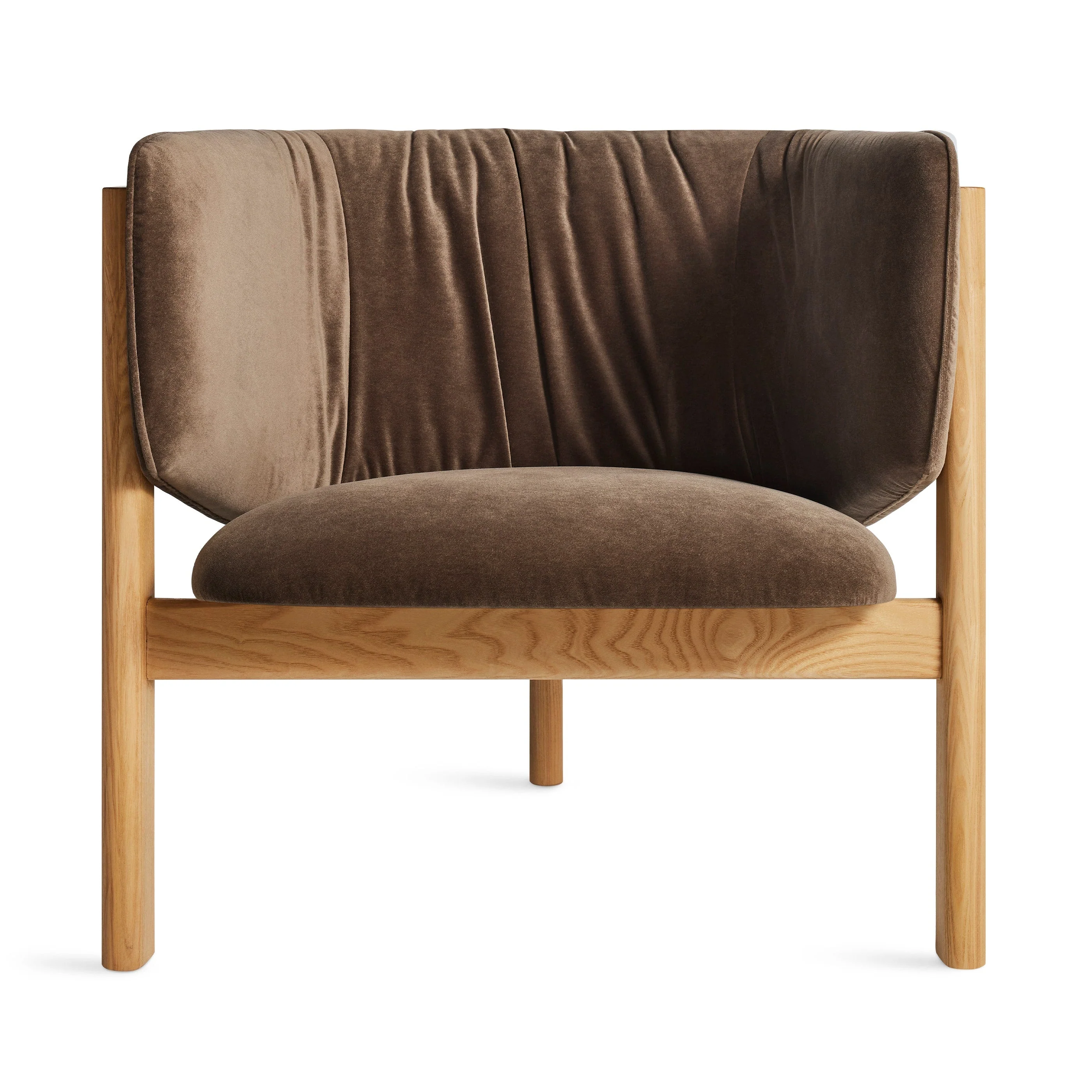Modern Tomato Velvet Solid Wood Lounge Chair with Tripod Frame for Living Room