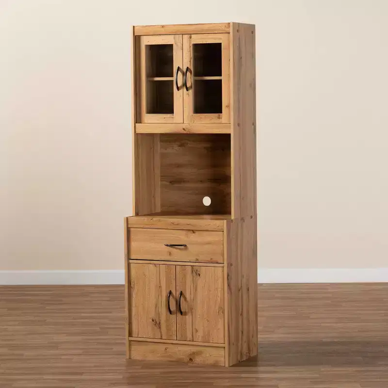 Wood Kitchen Cabinet and Hutch Oak Brown