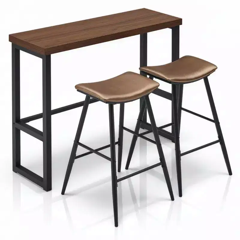 47.24in Modern Counter Height Bar Table and Chairs Set with 2 Stools for Kitchen Dining Table