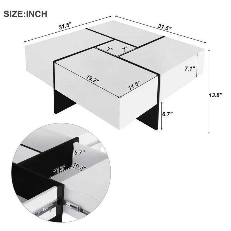Unique Design Coffee Table with Extendable Sliding Tabletop