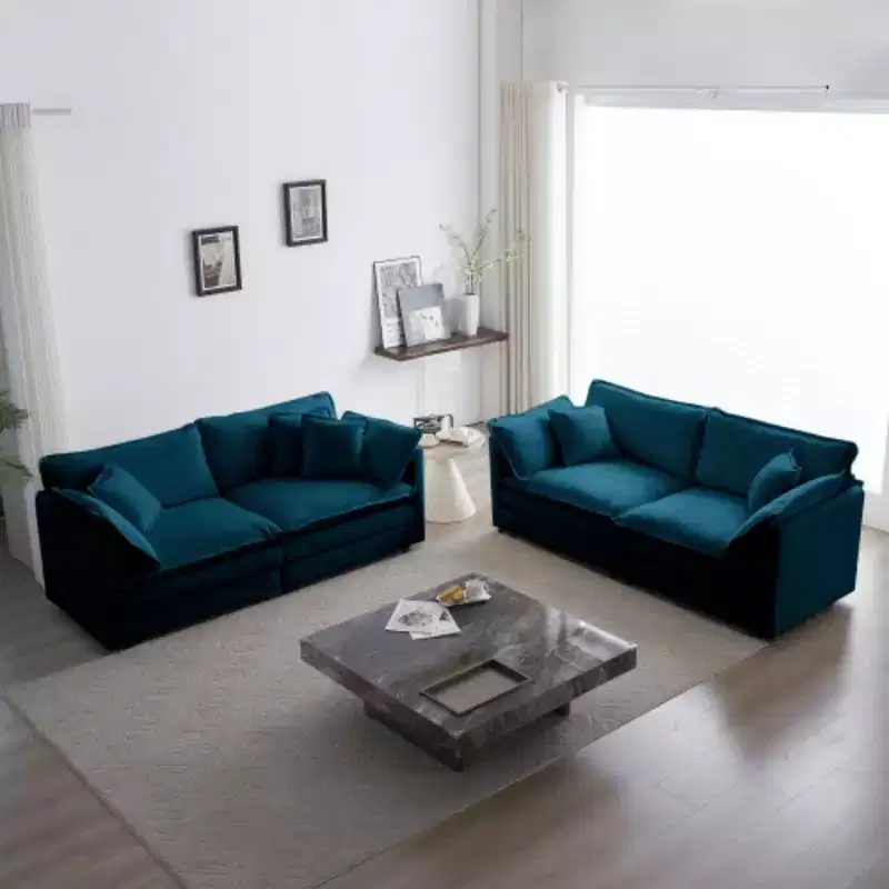 Upholstered Loveseat and Couch 2-Piece Sofa Collection, Ideal for Living Room, Home Office or Lounge, 2+2 Seating Sofa Set