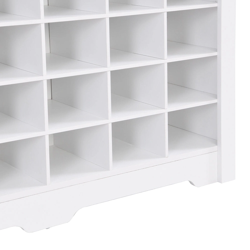 Sleek Design 24 Shoe Cubby Console, Modern Shoe Cabinet with Curved Base, Versatile Sideboard with High-quality