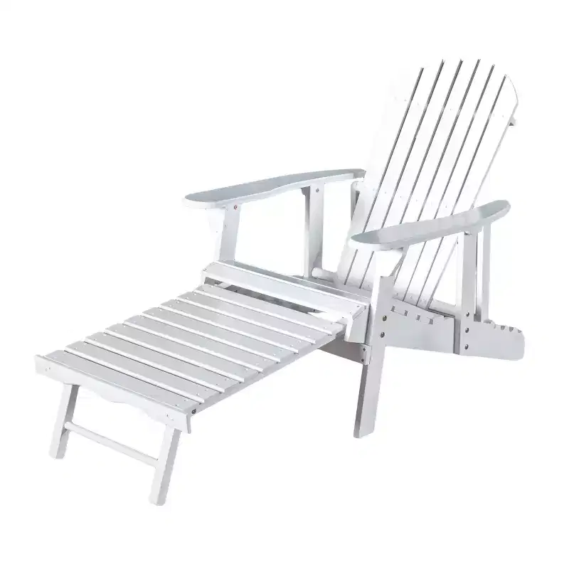 Hayle Reclining Wood Adirondack Chair with Footrest - White - Christopher Knight Home: Outdoor Patio Seating, Weather-Resistant