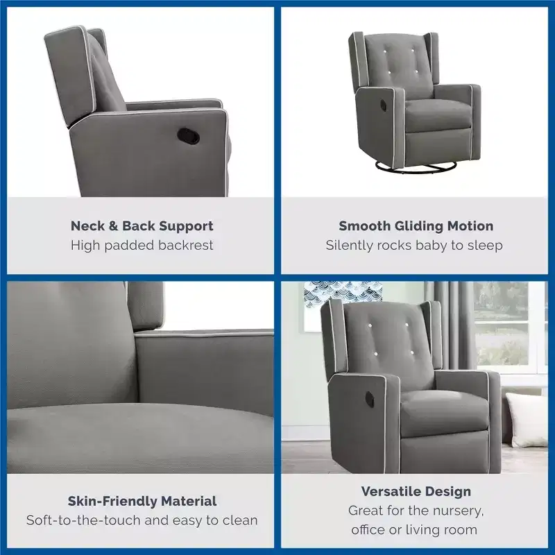 Baby Relax Mikayla 4-in-1 Nursery Swivel Glider Rocker Recliner
