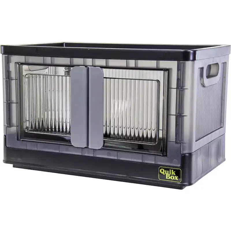 dbest products Quik Box Stackable Storage Bins With Doors Collapsible Organizer & Foldable Container - 8.4 Gal