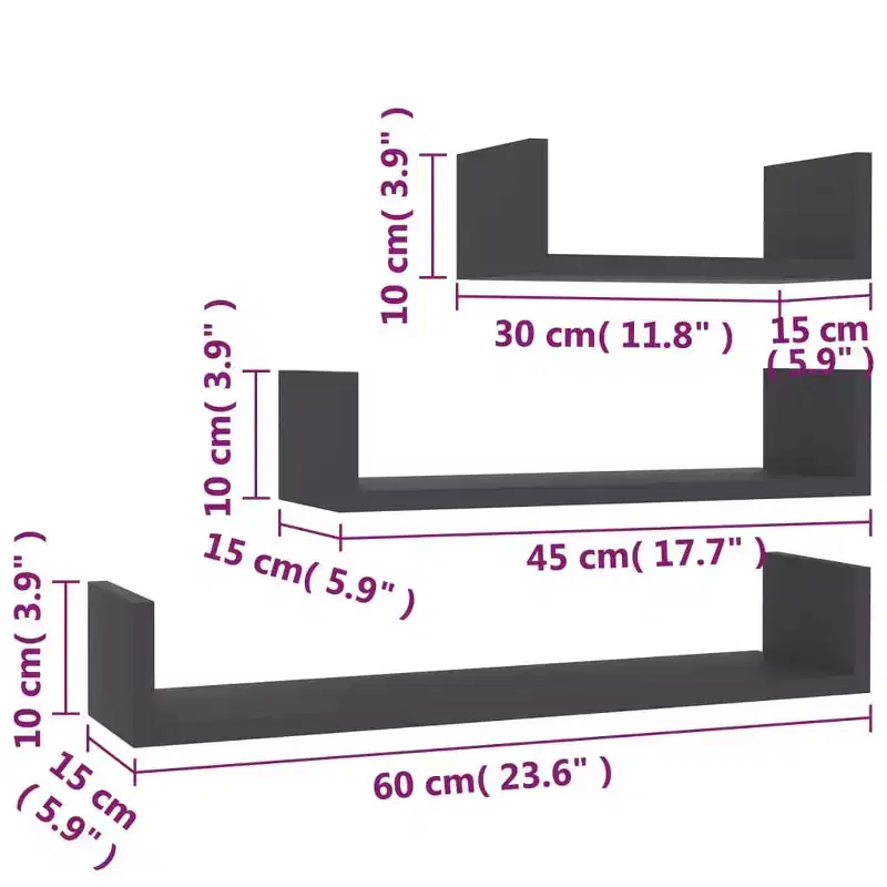 Shelf Black Engineered wood Large Wall-mounted