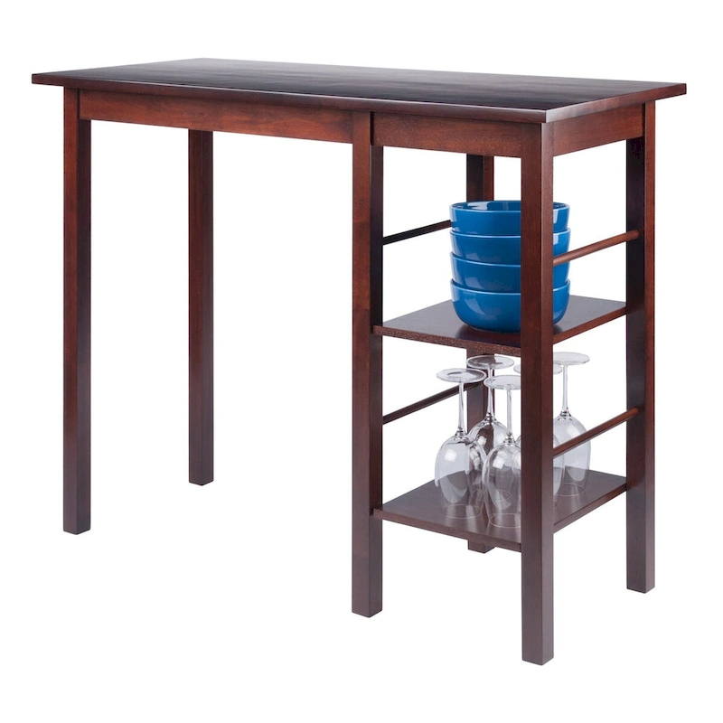 Egan Breakfast Kitchen Island with Shelves, Walnut - 45W x 19.7D x 36.2H