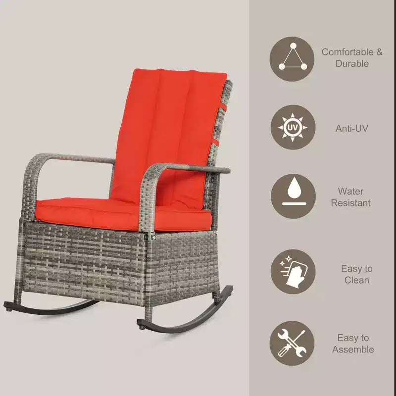PE Rattan Rocking Recliner with Footrest